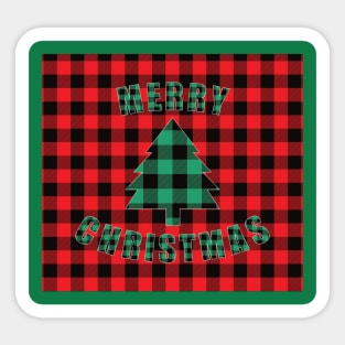 Merry Christmas Buffalo Plaids Christmas Tree Sticker